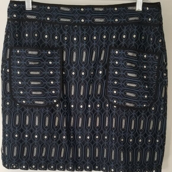 LOFT Dresses & Skirts - Ann Taylor Loft Blue Lace Short Pencil Skirt 10p